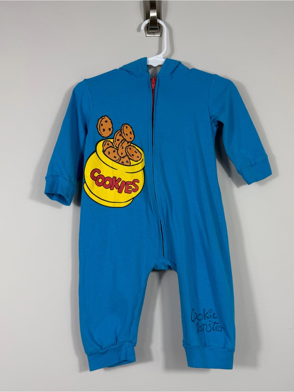Sesame Street Cookie Monster Hooded Romper Jumpsuit Blue 12M